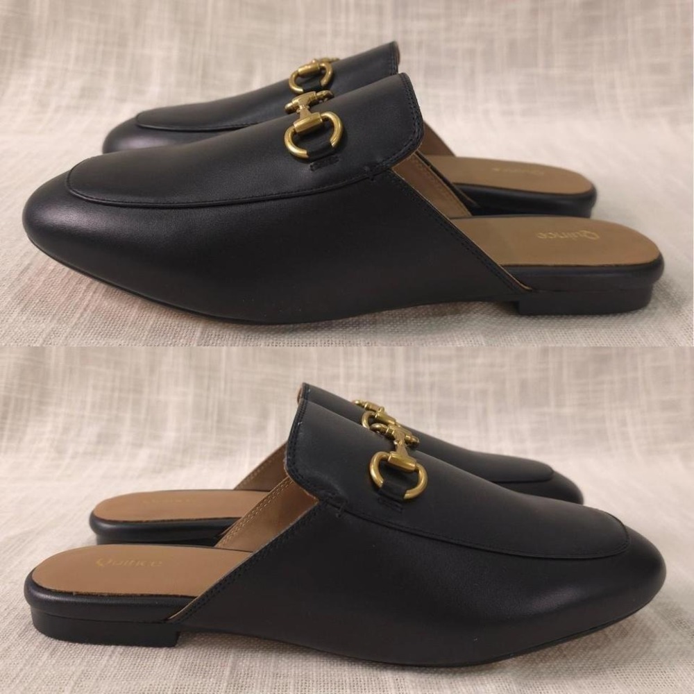 Quince Italian Leather Horsebit Loafer Mule - Black/ Size 8 - Picture 5 of 8